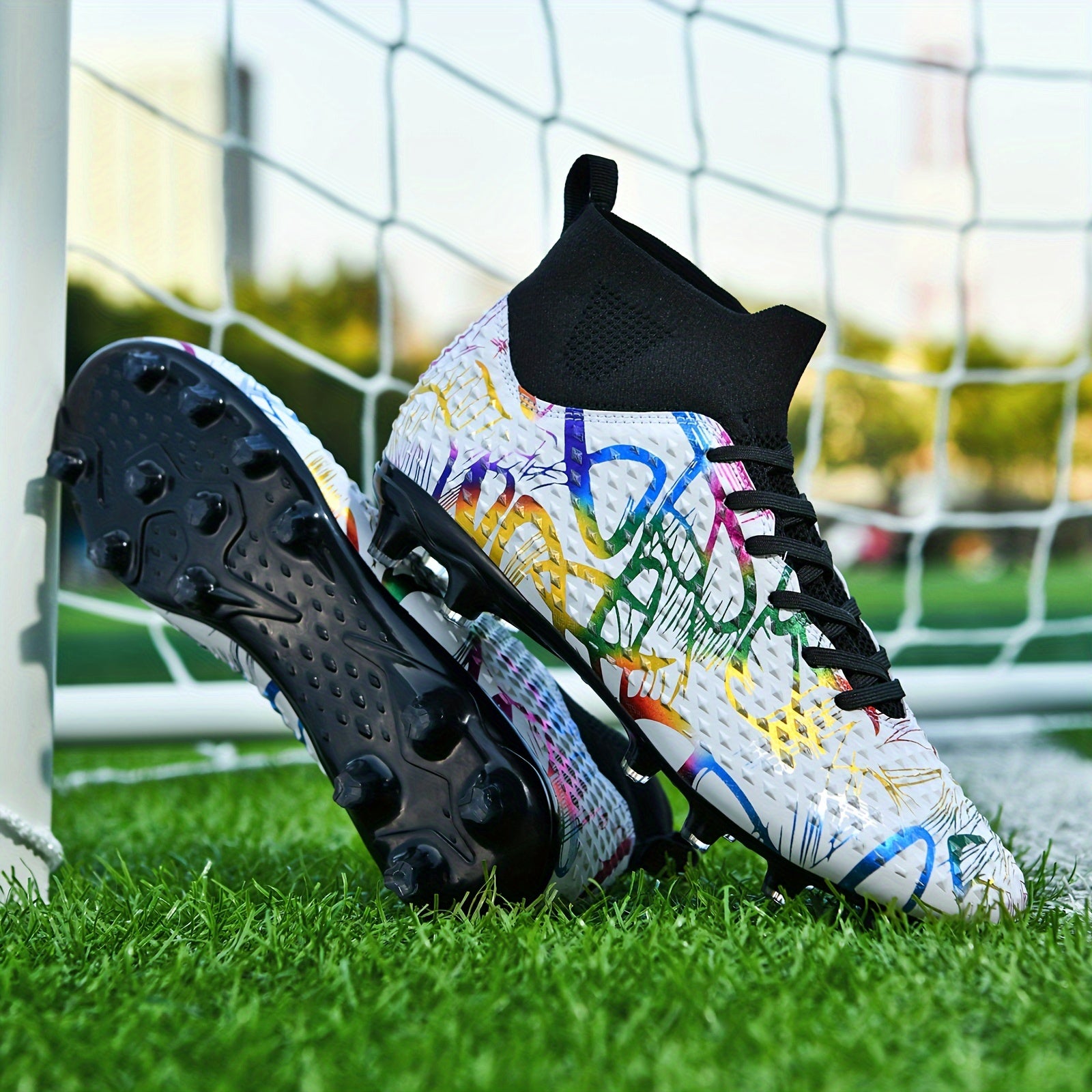 Boys High Top Non Slip Football Cleat With Spikes Outdoor Soccer Shoes