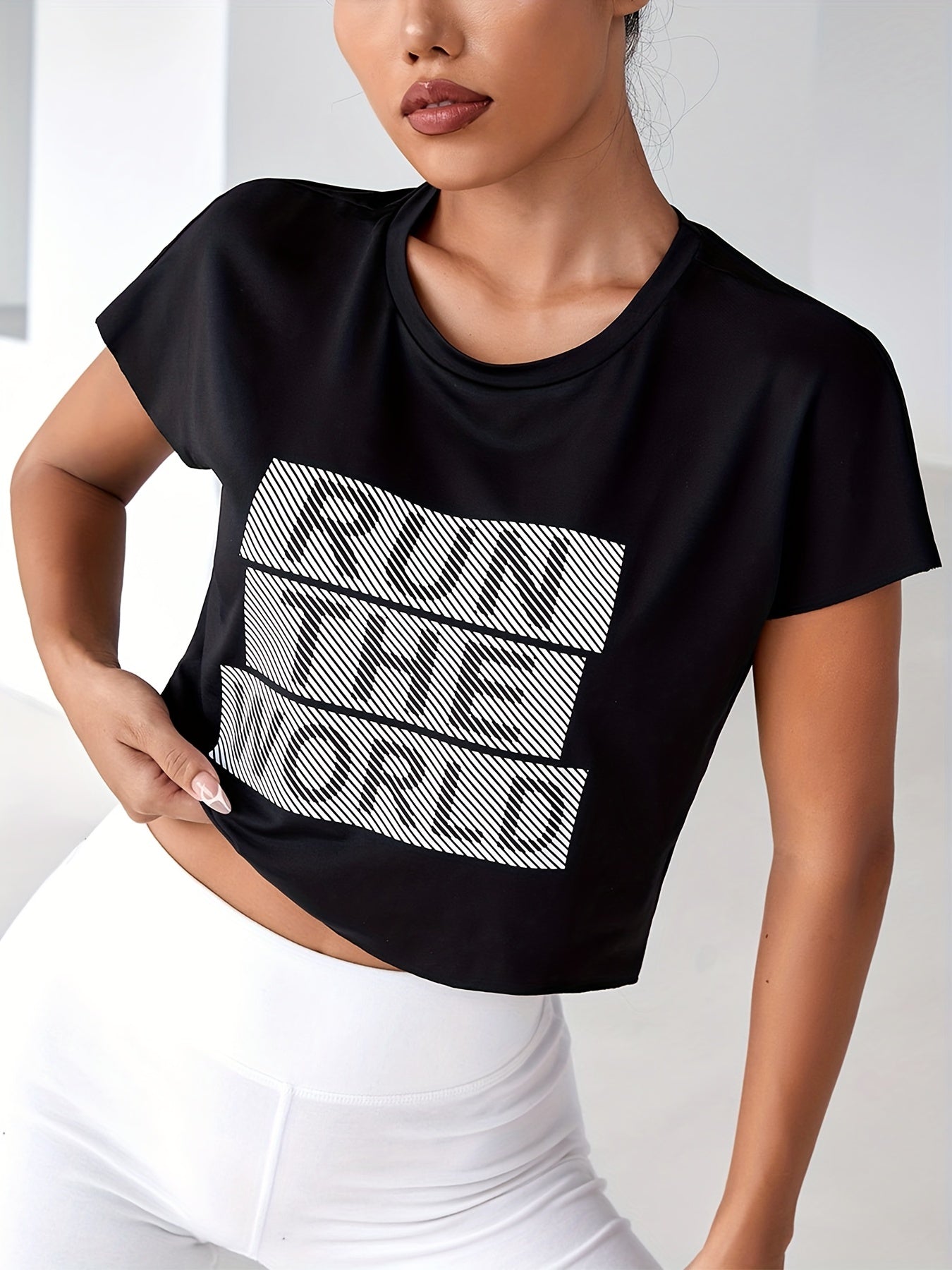 Casual Sports T shirts Round Neck Summer Tee Women's Tops