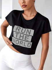 Casual Sports T shirts Round Neck Summer Tee Women's Tops