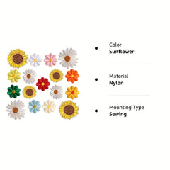Sunflower Daisy Flower Patches Sew Iron On Embroidered Appliques DIY