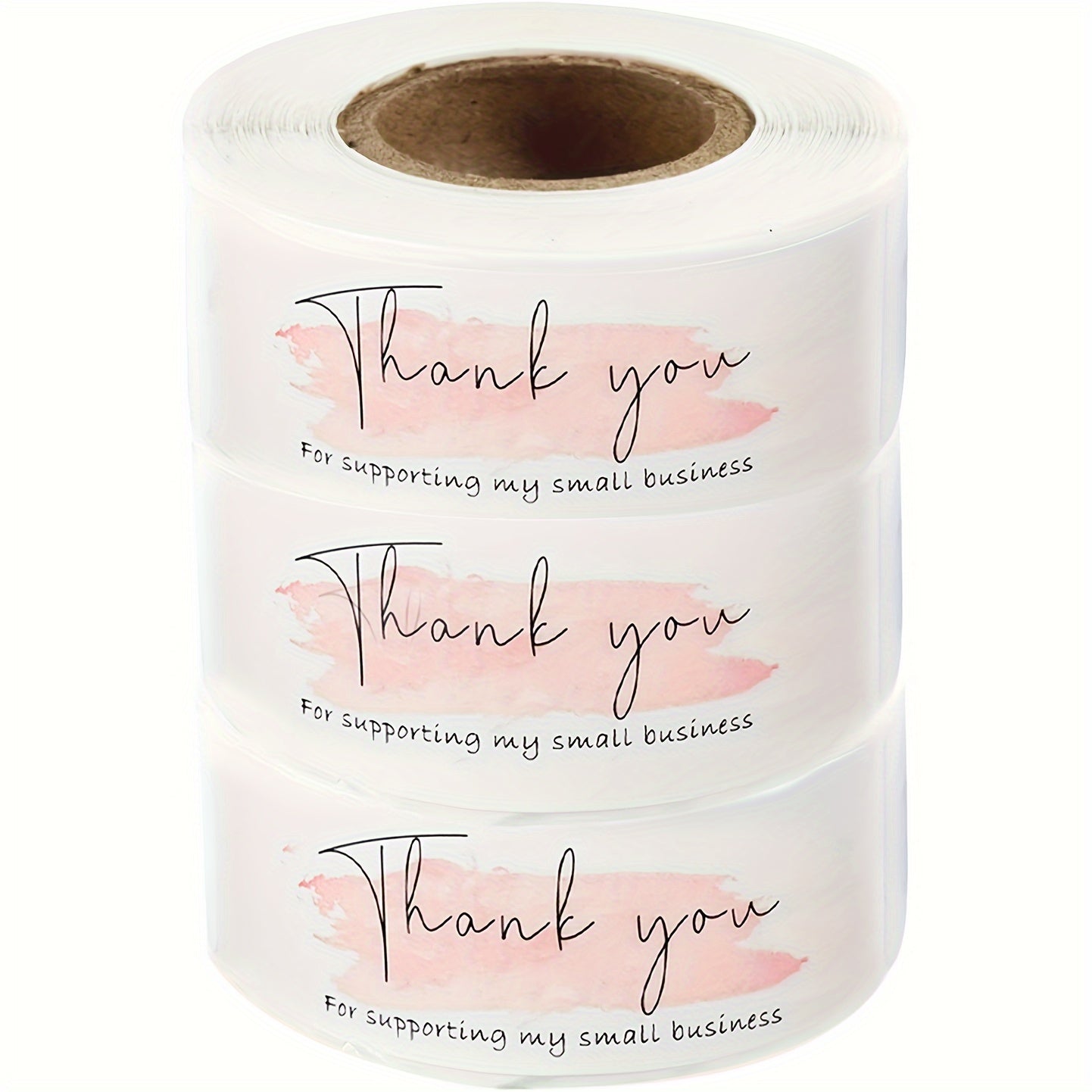 2 Rolls Pink Thank You Stickers 120 L