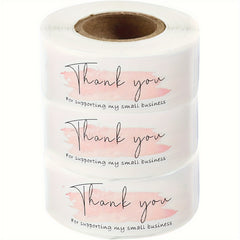 2 Rolls Pink Thank You Stickers 120 L