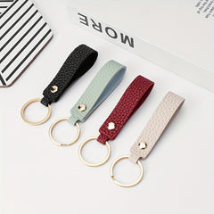 Pebbled Leather Bag Key Chain Keyring for Men