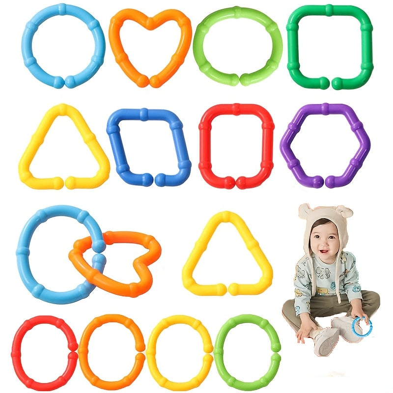 Geometric Chain Buckles Toy Puzzle Bright Colors Shapes Training Toys