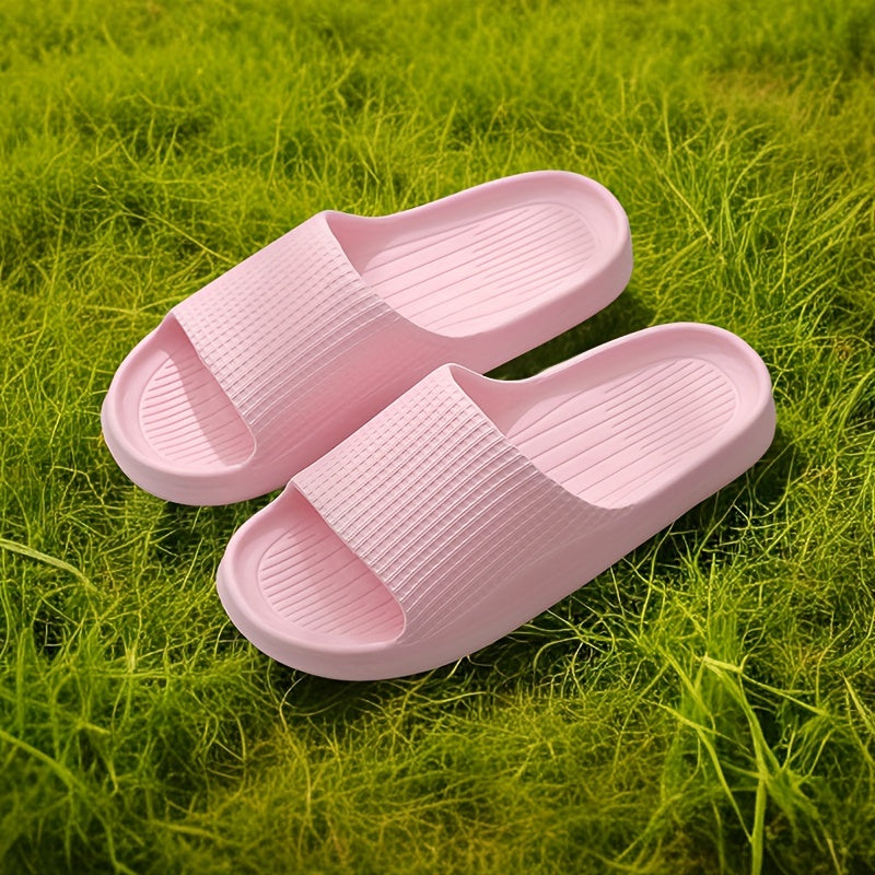 Summer Waterproof Bath Slippers Solid Open Toe Sports Slides