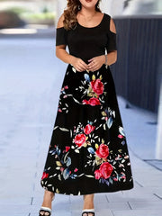 Gradient Cold Shoulder Maxi Dress Women's Clothing