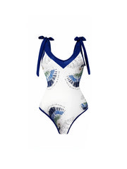 Floral Print One Piece Swimsuit & Cover Up Set