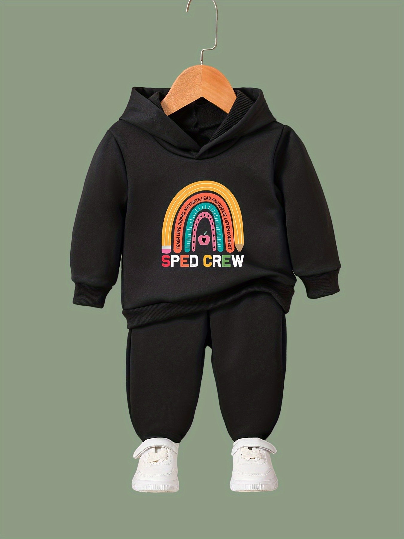 Girls Rainbow Hooded Sweatshirt & Sweatpants Set