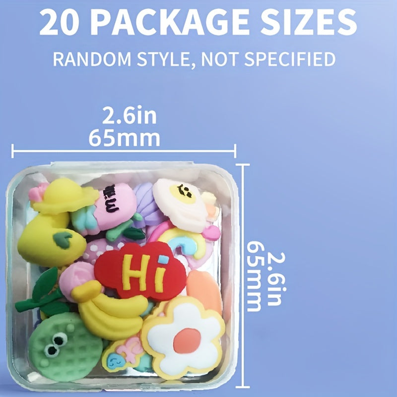 20/50pcs Cartoon 3D Soft Rubber Stickers Plastic Storage Box DIY Fridge Mobile