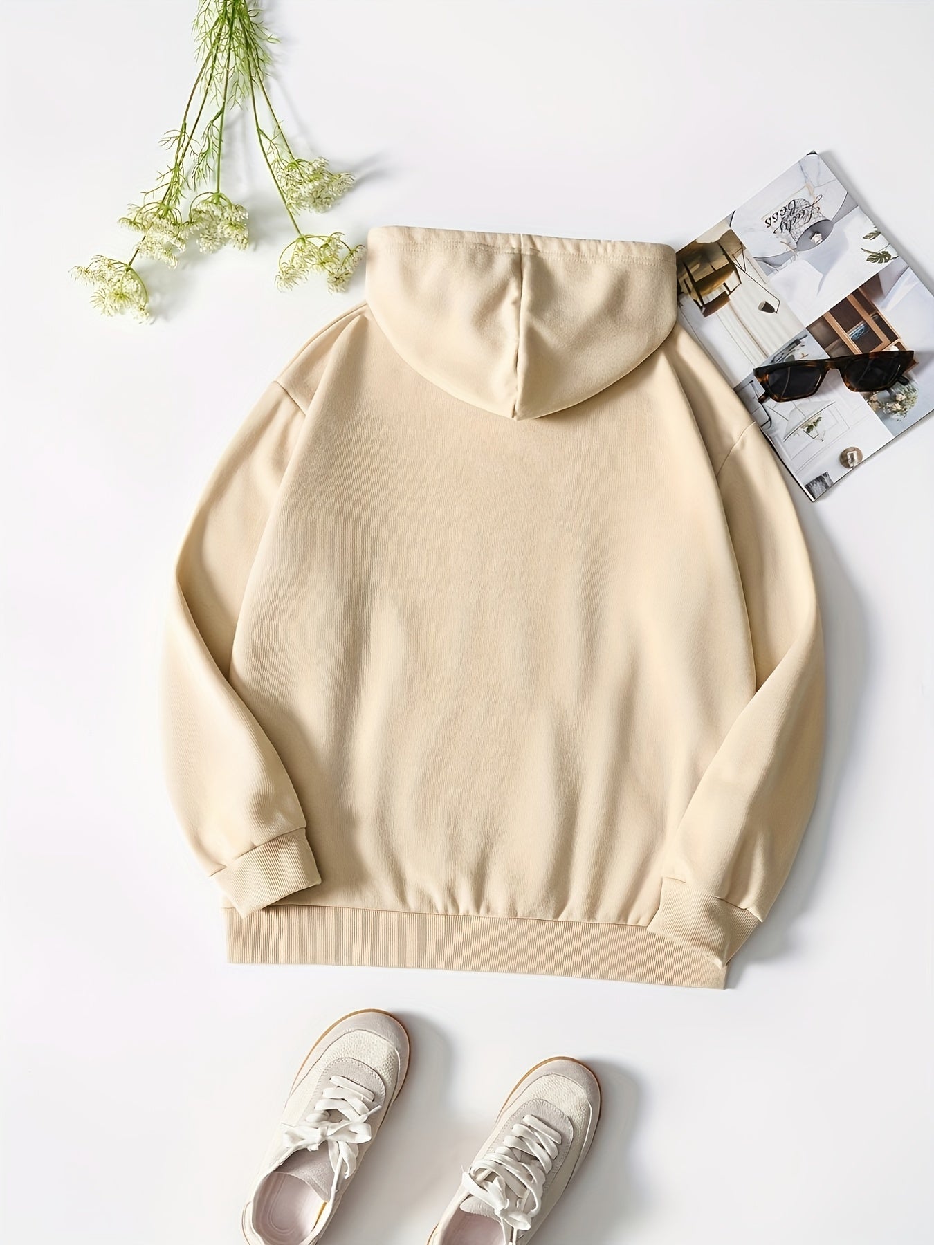 Long Sleeve Hooded Sport Sweatshirt Women Graphic Drawstring Hoodie