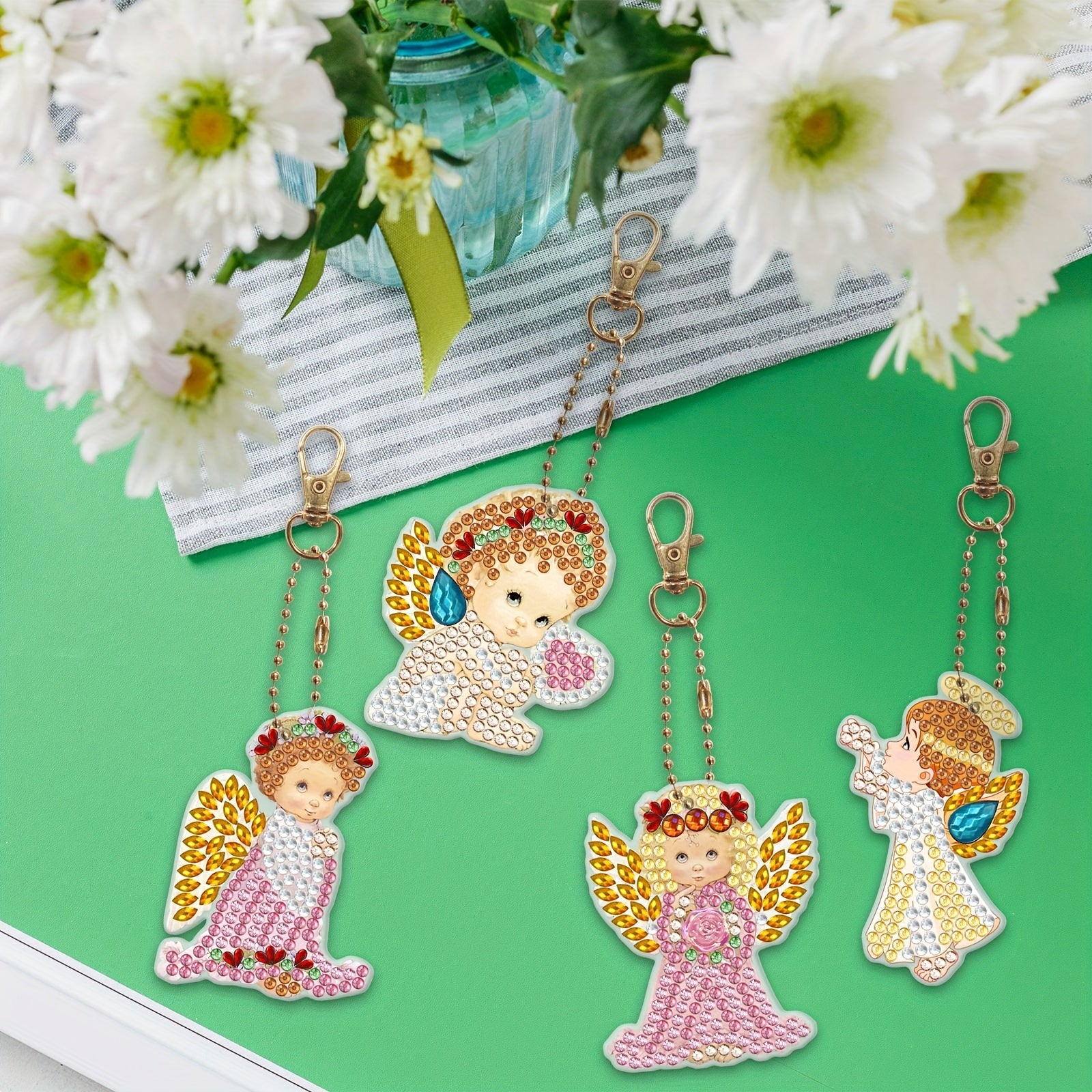 Double Sided Diamond Angel Crystal Keychain Kit
