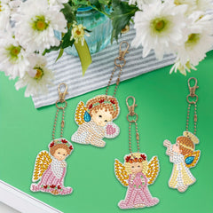 Double Sided Diamond Angel Crystal Keychain Kit