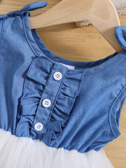 Baby Girls Denim Top Mesh Skirt