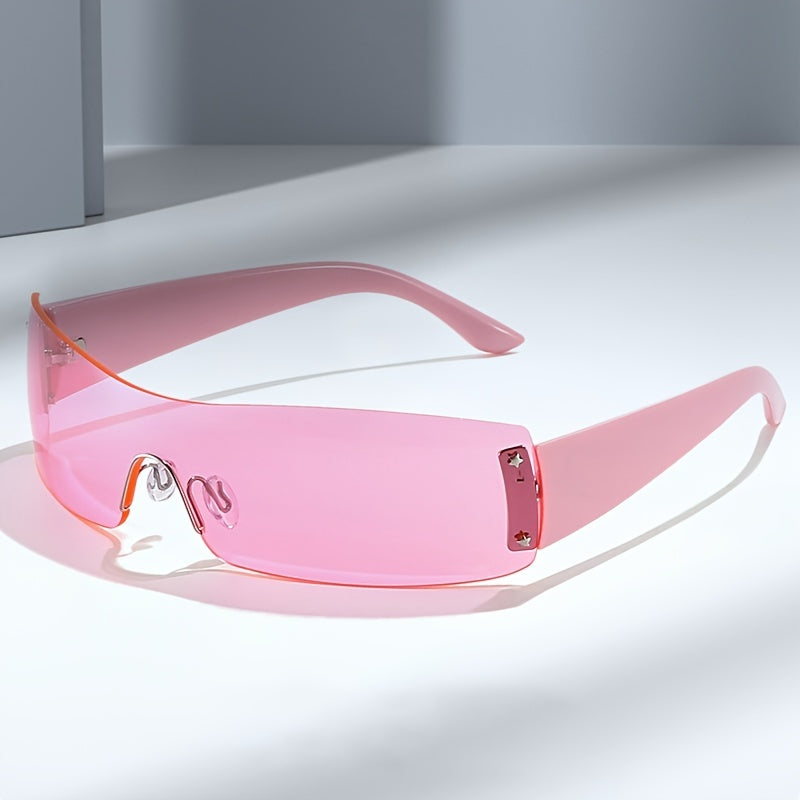 Y2K Sunglasses Oversized Wrap Around Frameless Sun Glasses