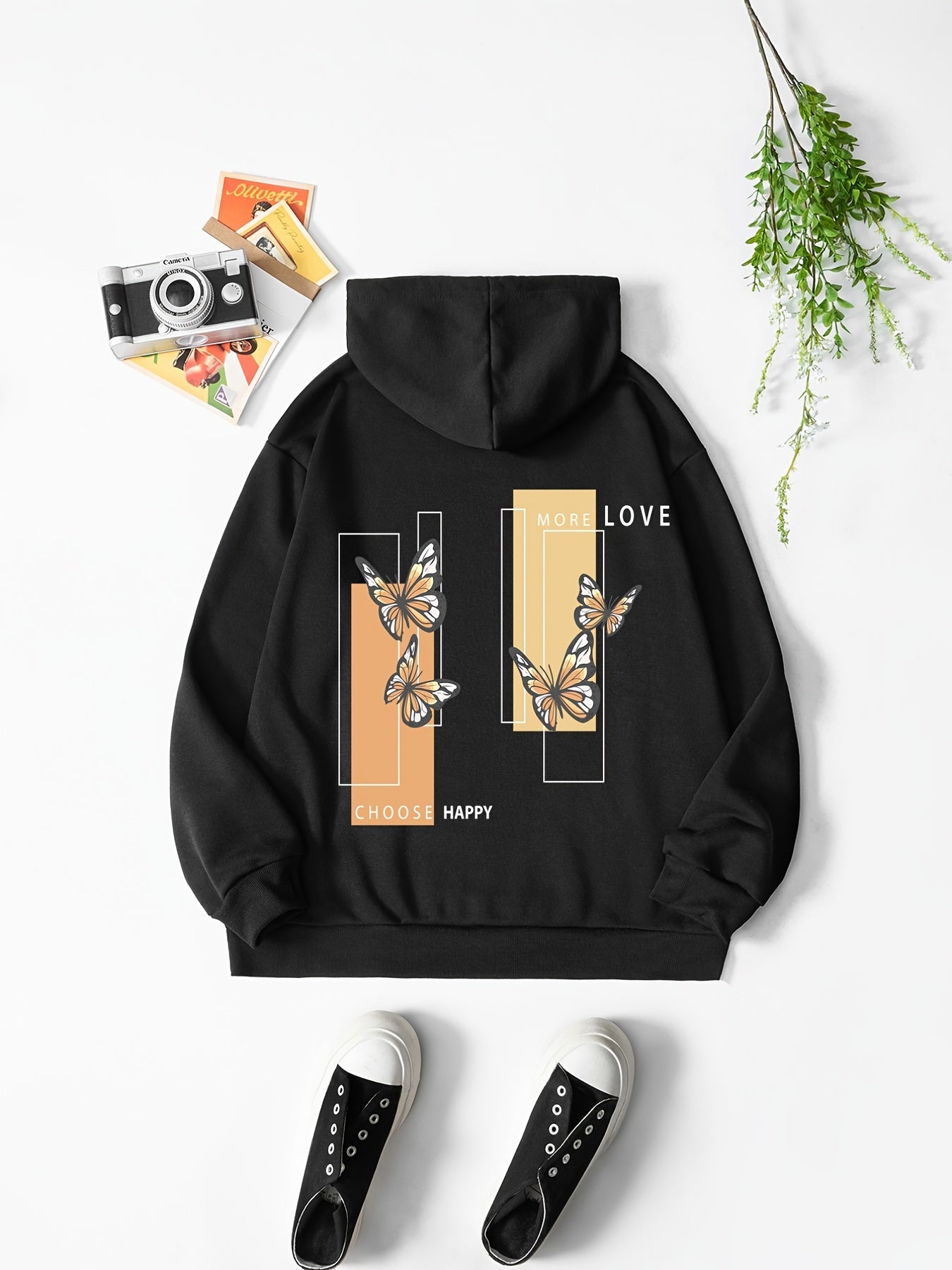 Print Casual Sweatshirt Drawstring Hoodie Women's Clothing