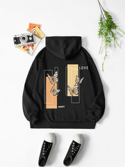 Print Casual Sweatshirt Drawstring Hoodie Women's Clothing