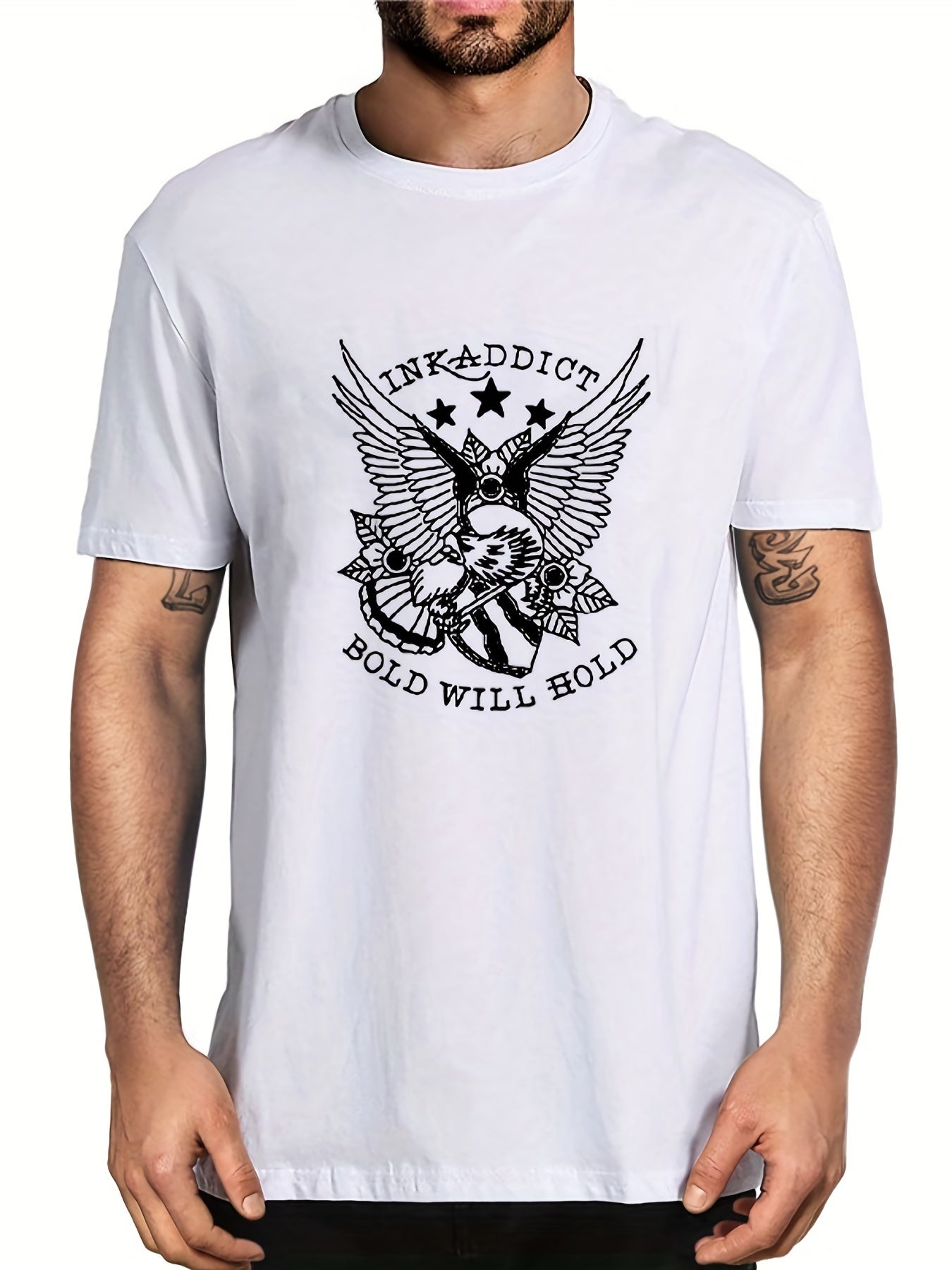 Men's Bold Letter Print T-shirt for Summer