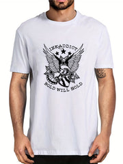 Men's Bold Letter Print T-shirt for Summer