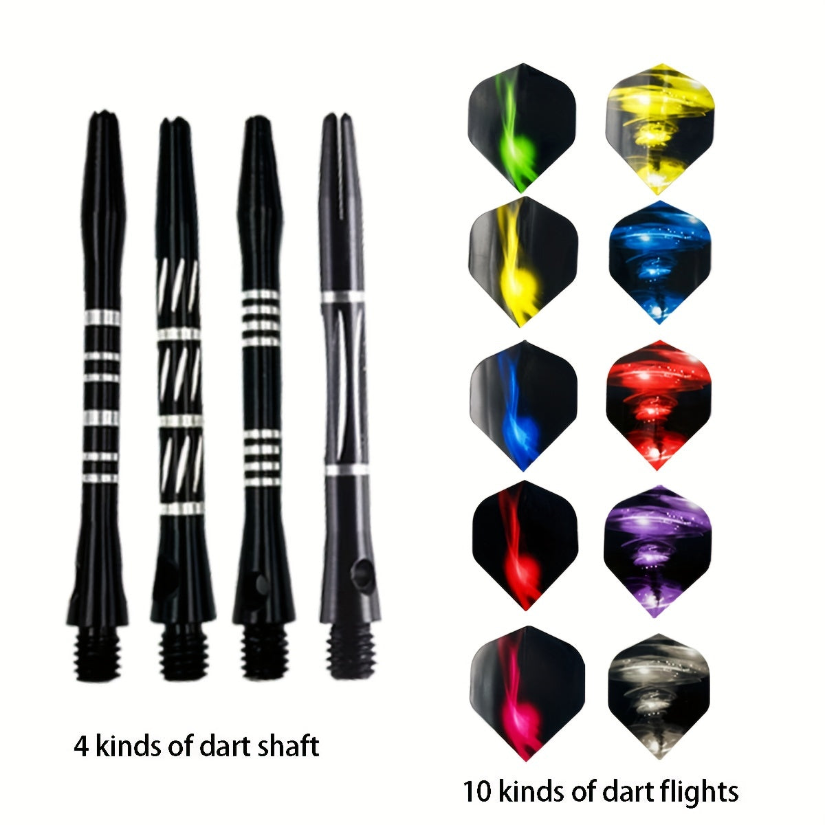 Dart Accessories Set With 24pcs Aluminum Rods, 30pcs Tail Wings, 50pcs O Rings