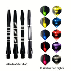 Dart Accessories Set With 24pcs Aluminum Rods, 30pcs Tail Wings, 50pcs O Rings