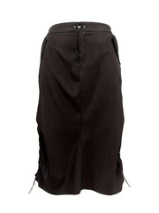 Y2k Side Ruched Cargo Maxi Skirt
