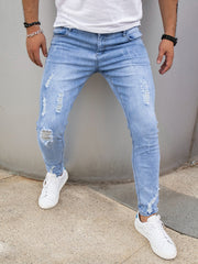 Men's Slim Fit Ripped Jeans - Stretch Denim Pants