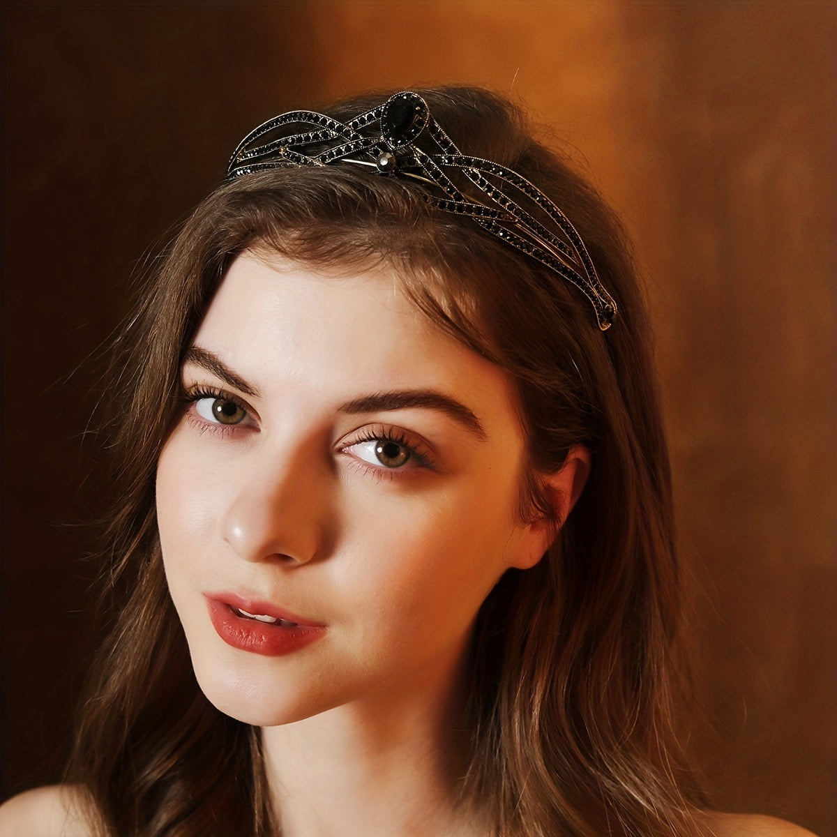 Vintage Rhinestone Headband Accessory Baroque Crown for Halloween Party