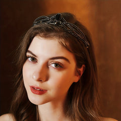 Vintage Rhinestone Headband Accessory Baroque Crown for Halloween Party