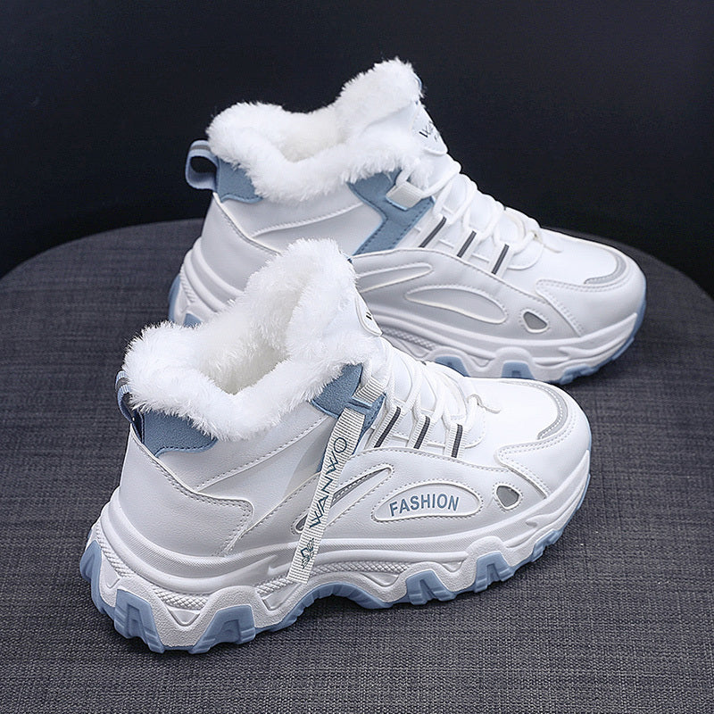 Women's Chunky Sneakers Warm Plush Lined Anti-slip Shoes