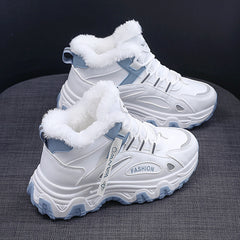 Women's Chunky Sneakers Warm Plush Lined Anti-slip Shoes