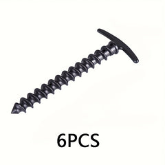 6pcs Durable Screw Anchor Tent Pegs For Camping & Hiking