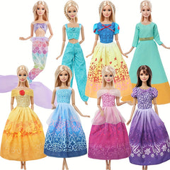 8pcs Princess Dress 8pcs Doll Movie Princess Role Playing Clothes Fairy Tale Bal