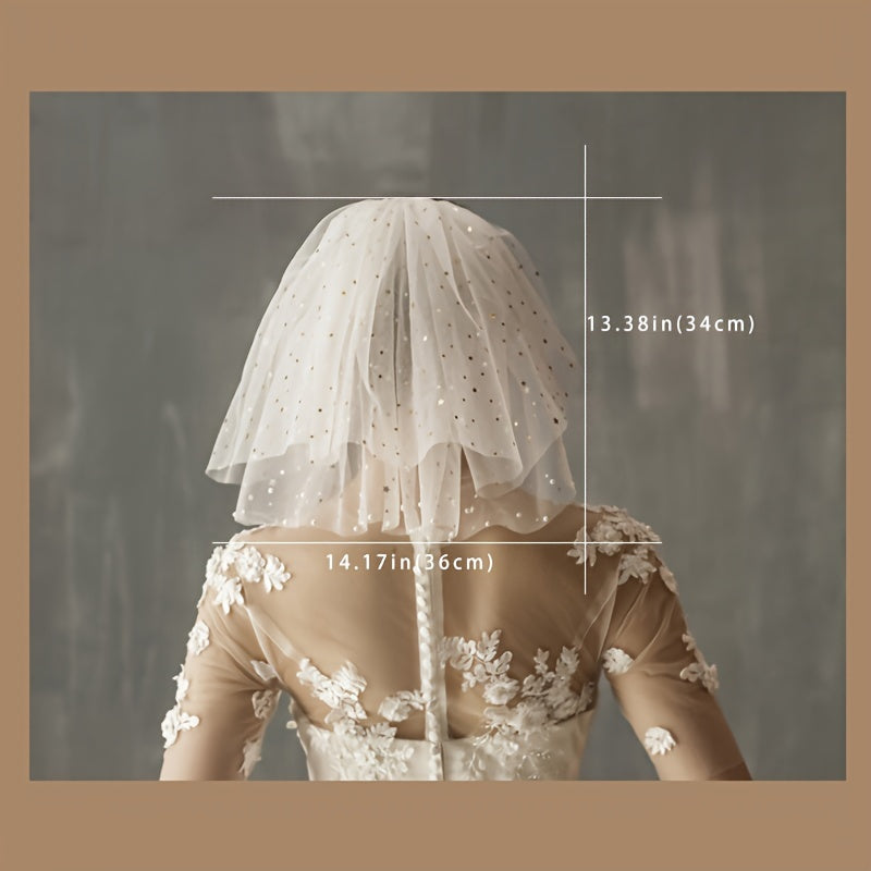 Bridal Veil Star Short Net Tulle Headpiece Puffy Wedding Hair Ornament