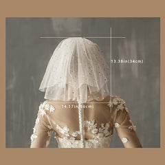 Bridal Veil Star Short Net Tulle Headpiece Puffy Wedding Hair Ornament