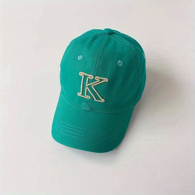 Kids Letter K Baseball Cap Adjustable Sun Hat for Outdoor Activities