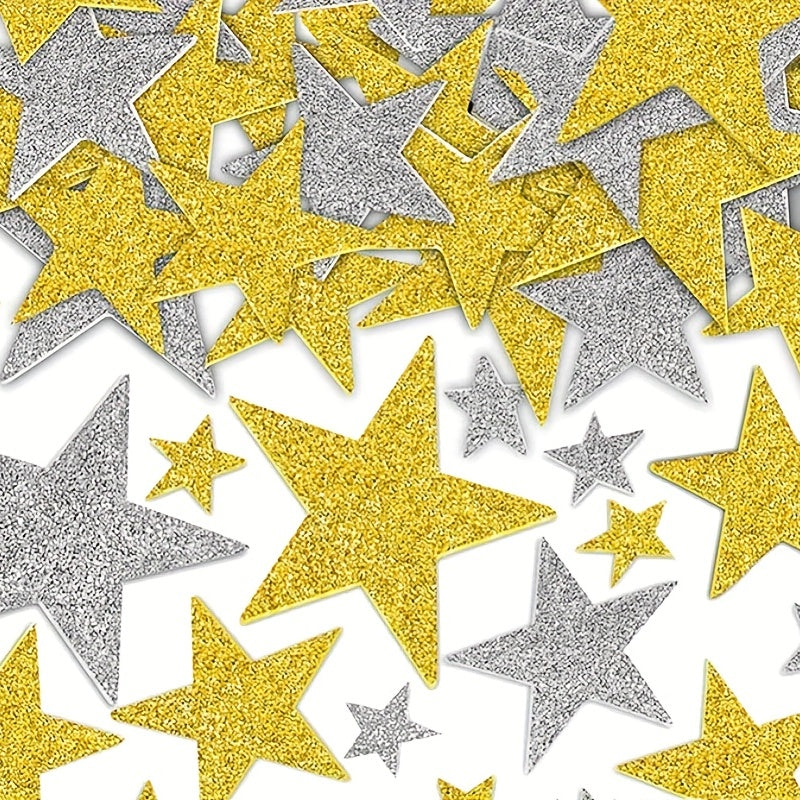 Golden & Silver Pentagram Foam Stickers for Crafts & Parties