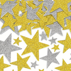Golden & Silver Pentagram Foam Stickers for Crafts & Parties