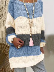 Colorblock Lantern Sleeve Sweater