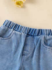 2pcs Baby Girls Bowknot Denim Camisole Top & Pants Set