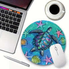 22cm Turtle & Starfish Printed Mouse Pad - Anti Slip & Waterproof