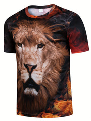 Lion 3D Printed Unisex T-Shirt for Spring and Summer