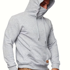 Men's Grey Hoodie Sweatshirt with Kangaroo Pocket