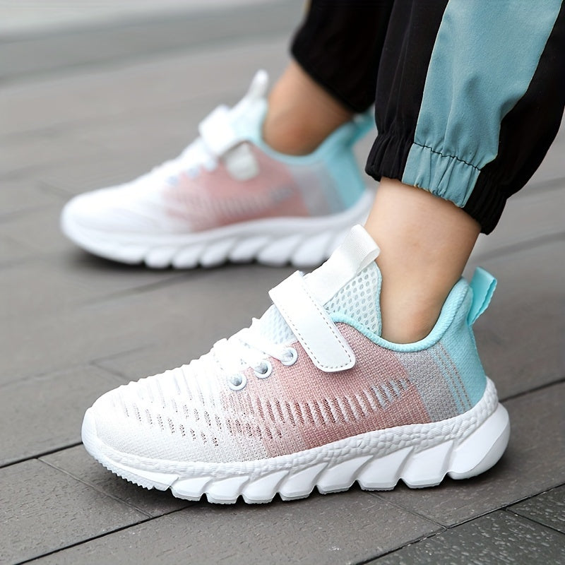Girl's Gradient Colour Woven Knit Breathable Sneakers