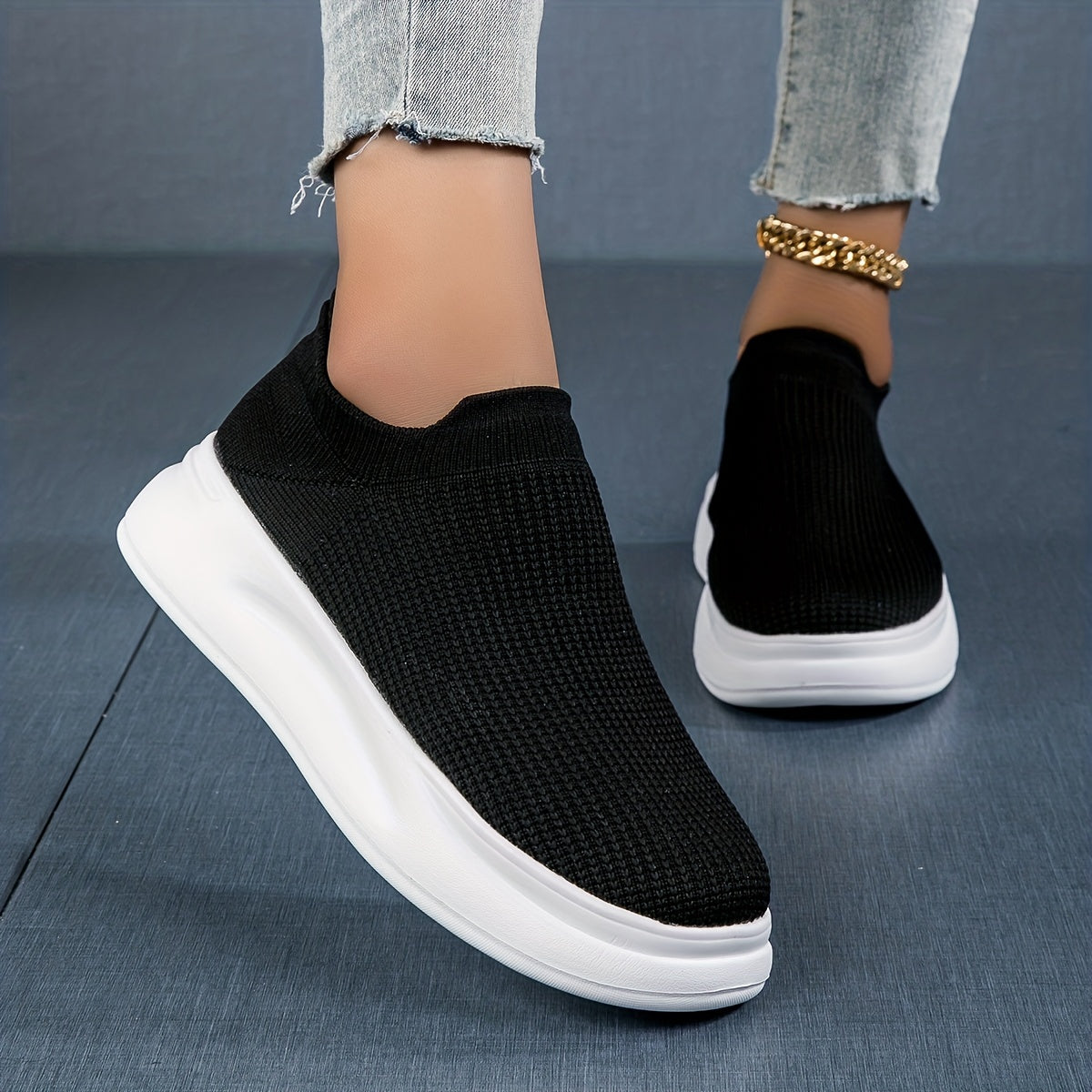 Women's Knit Slip On Sneakers Soft Sole Breathable Shoes