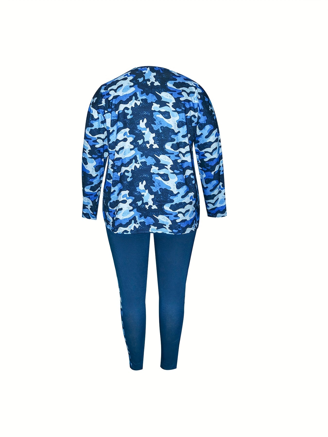 Women's Plus Camo Long Sleeve Tunic Top & Leggings Set