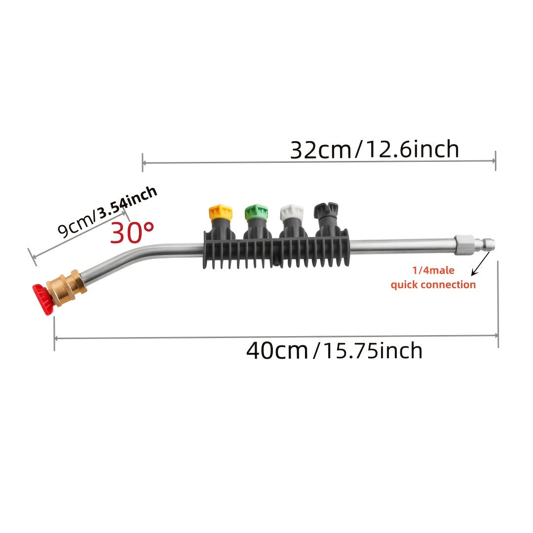 Pressure Washer Wand 30 Degree Curved Extension with 5 Spray Nozzles