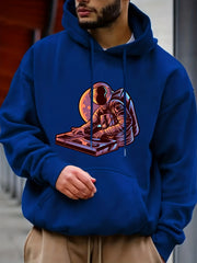 Anime Astronaut DJ Print Hoodie - Men's Graphic Pullover Hoodie