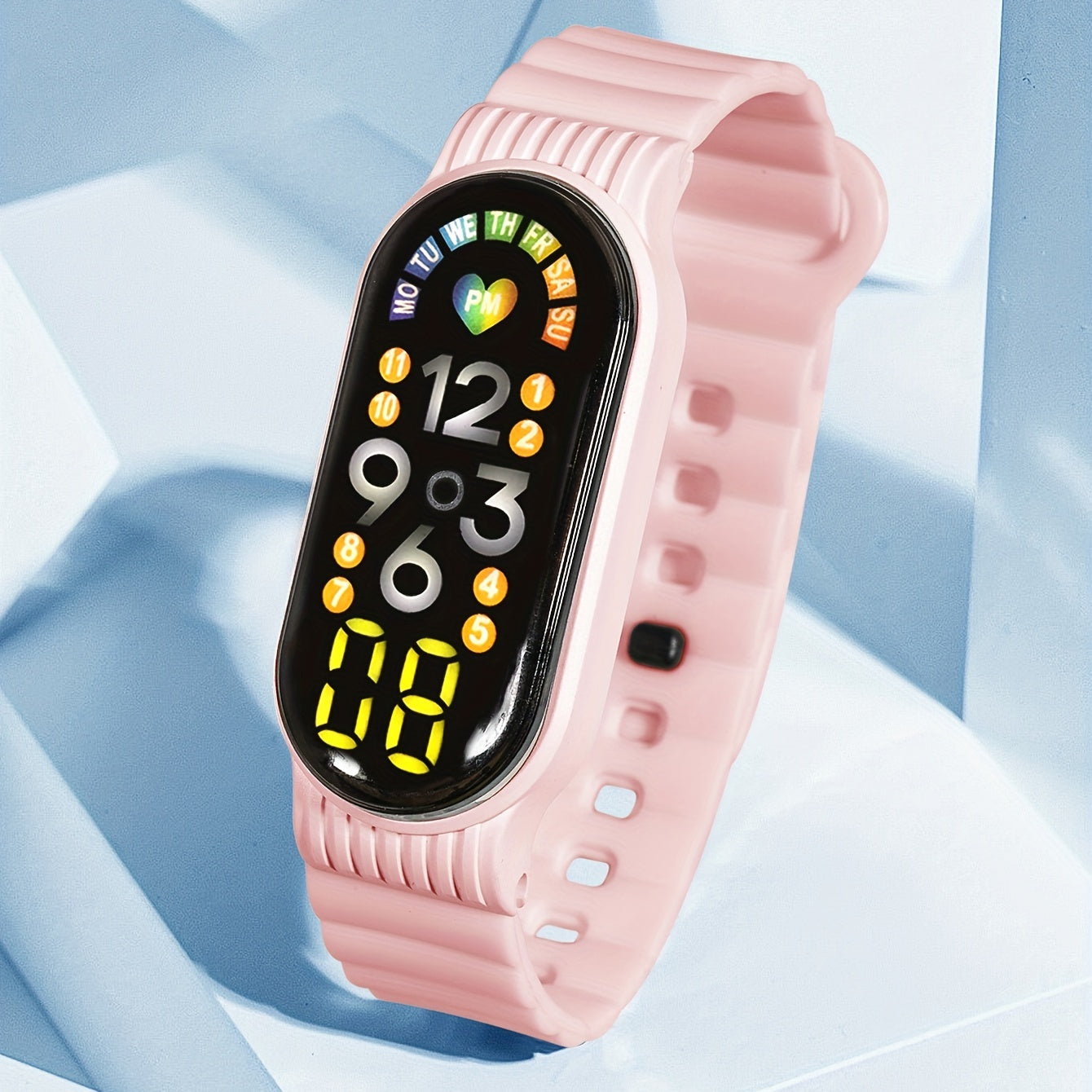 Girl Teens LED Electronic Watch Heart Touch Screen Weekly Date Sports Student