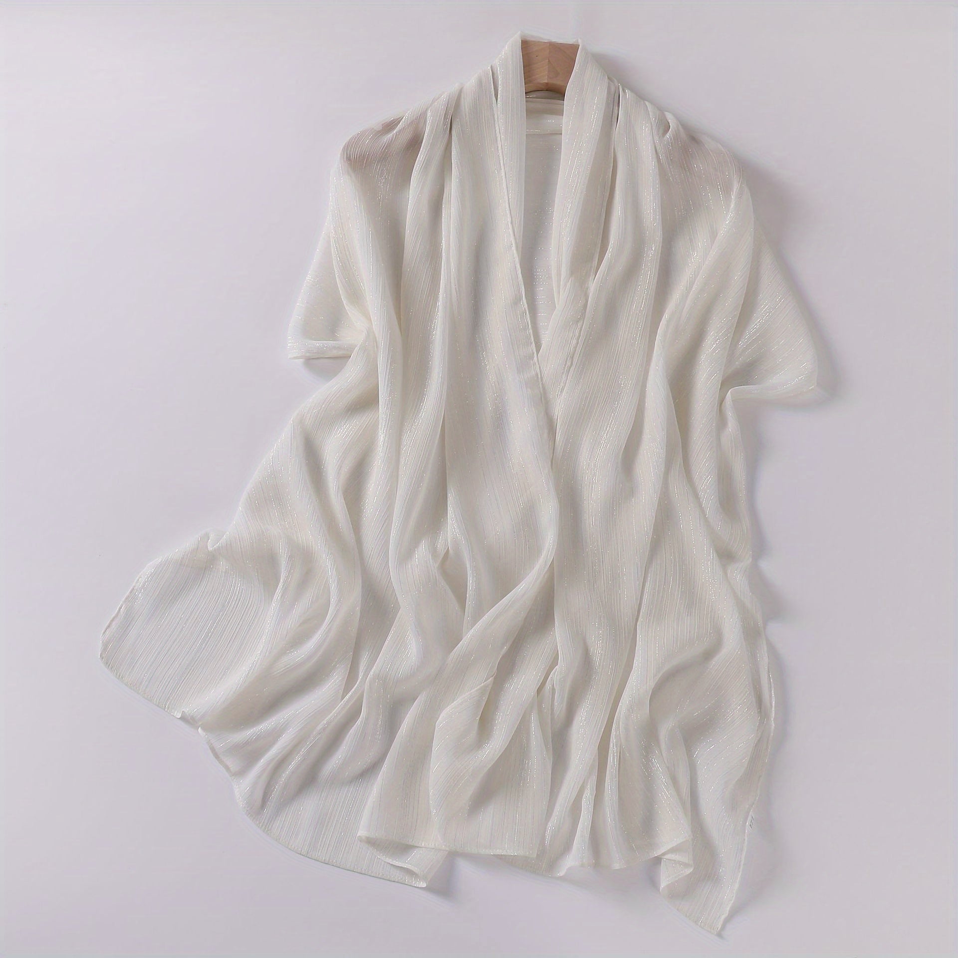 Silver Wire Chiffon Scarf Solid Silky Hijab Lightweight Shawl