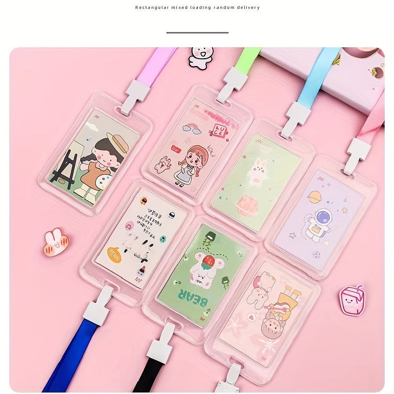 Transparent Card Holder With Lanyard Student ID Business Card Holder